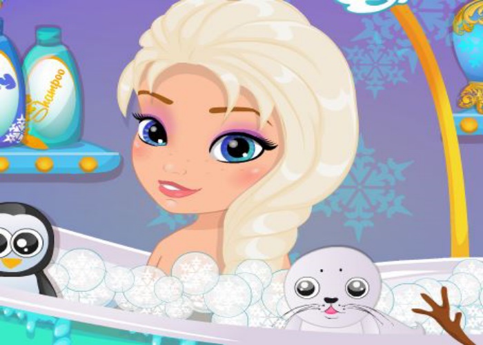 Elsa reine des neiges se lave