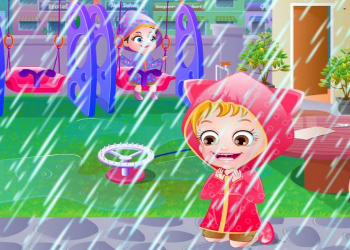 Hazel joue sous la pluie